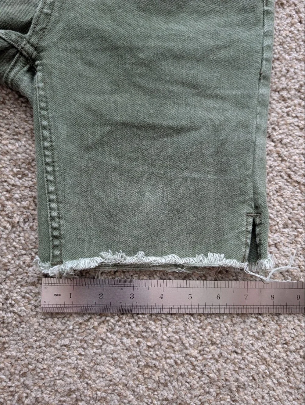 Free People Womens Army Green Avery Raw Hem Denim Bermuda Shorts Size 25